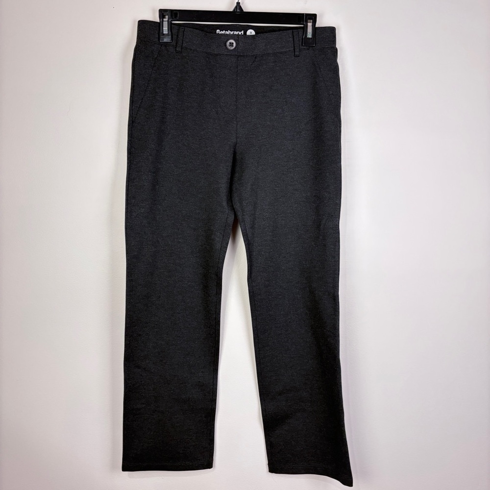 Betabrand Dress Pant Yoga Pants Straight Leg Gray Medium Petite Pull On Ponte